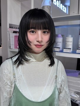 ベレーザ 渋谷(BELEZA) 12323黒髪韓国風巻き内巻きワンカールボブレイヤーカット