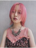 ペールピンク/ウルフカット/ブリーチ