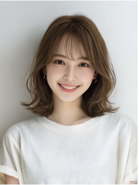 ウル 草加店(ulu) 外ハネミディ × 柔らかシースルーバング