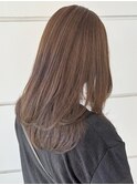 セミロング ココアベージュ ワンカール レイヤーカット 艶髪