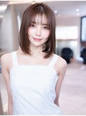 20代30代切りっぱなし顔周りレイヤーボブ/髪質改善/外ハネ