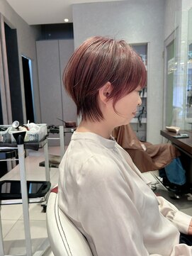 アース 栄店(HAIR&MAKE EARTH) earthショートレイヤーボブミルクティー丸みショートボブ
