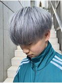 ウルフセンターパートホワイトグレーミルクティーハイトーン