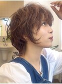 ショートウルフ/ニュアンスパーマ/顔周りレイヤー/ウルフパーマ