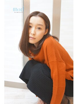 ムゥフ ヘアーアンドアイラッシュ(mouf hair&eyelash) 【ｍｏｕｆ】ピンクブラウン×伸ばしかけ×大人ボブ×春