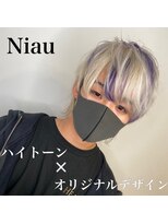 ニアウ 太田店(Niau)&nbsp;メンズブリーチカラーツイストスパイラルパーマメンズウルフ