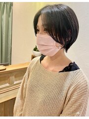 切りっぱなしボブ/エアリーロング/美髪/ピンクブラウン/ショート