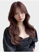 韓国ヘア  ラズベリーピンク レイヤーカット シースルーバング