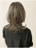 小顔ミディアムウルフ×ハイライトボブウルフ　ウルフカット