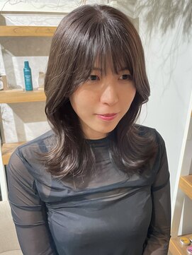 トリコ ショップアンドヘアサロン(tricot shop hair salon) くびれミディアム チョコレートブラウン　お顔まわりカット