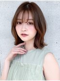 結べるボブ美髪うるツヤ前髪薄めバング艶感ハイライトカラー