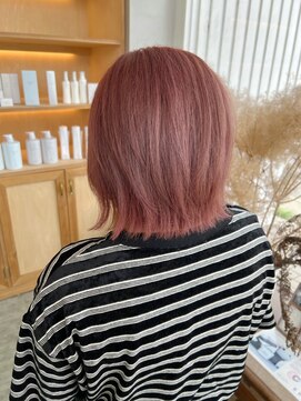 ユラギフロムユイマァル 水島店(YURAGI from YUIMARL) ショートボブブリーチダブルカラーピンクベージュ