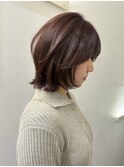ハッシュボブレイヤーボブ韓国顔周りレイヤーヘーゼルベージュ