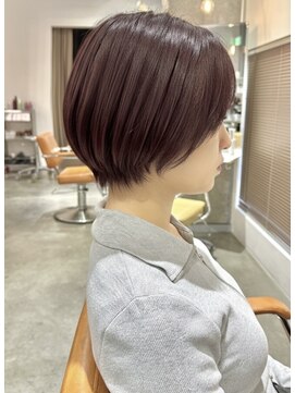 ヘア アンド スパ エジェリ プリム(hair&spa egerie prime) 丸みショートボブ×大人ピンクブラウン