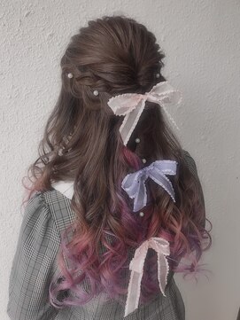ディー エメ(D-aimer-) 編み込みハーフ☆リボンアレンジ