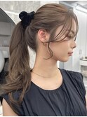 小顔前髪　ココアベージュ