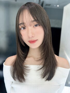 アイティー バイ アルバム 中野店(IT by ALBUM) 秋色オリーブカラー透明感カラーウルフレイヤーロング_F0017