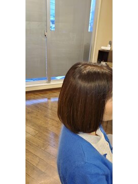 ツヤイロ 島田店 ブリーチなしカラーグレージュハイライトアッシュグレー小顔ボブ