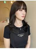 暗髪グレージュ×ミディアムレイヤー