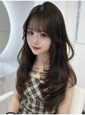 ハイライトカラーミルクティーベージュレイヤーカット