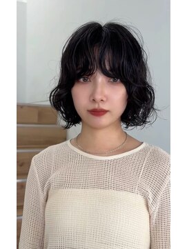 ヨーク(YOKE) ボブパーマ黒髪暗髪前髪ゆるふわレイヤーボブ