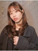 ウェーブ巻き/ブラウン/透明感/ゆるふわカール/抜け感/ゆる巻き
