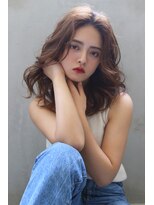 ブラン 栄(Blanc)&nbsp;【Blanc/栄】ベージュカラー＿毛先パーマ＿セミディ