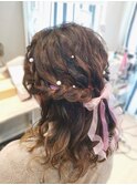 リボン編みハーフアップ