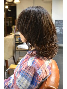 ポタム 東中野(potamu) ミディアムレイヤーにパーマ