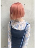 オレンジポップ#ブリーチオンカラー#艶カラー#ミニボブ