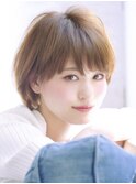 大人可愛い20代30代40代小顔すっきりショート×シアーグレージュ