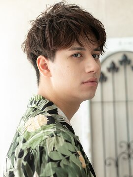 メンズヘア ビーセカンド 草加店(MENS HAIR B-2) 束感アースカラー斜めバング爽やかマッシュパーマG草加