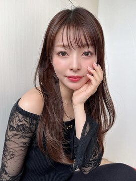 アフロート ディル(AFLOAT D'L) 面長シースルーぱっつん前髪小顔レイヤーグレージュ20代30代
