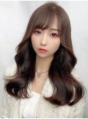 暗髪でも出せるこなれ感フェイスレイヤー×ナチュラルセミロング
