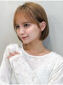暗めカラーフェイスフレーミング外ハネボブ美髪サイドバング