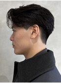 メンズセンターパートウルフセンターパートニュアンスパーマ襟足
