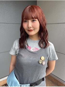 ヘアーアイストゥーレ(HAIR ICI TRE) ブリーチなしオレンジ暖色カラーぷつっとミディアム