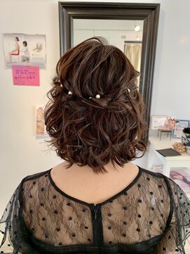 フェリーチェ(Felice) 結婚式 二次会 ハーフアップ ショートアレンジ ドレス