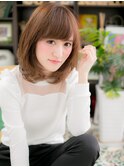 大人ガーリー小顔斜めバングストカールc5戸田公園20代30代40代