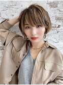 大人かわいい/レイヤーロング/グレーベージュ/前髪パーマ/錦糸町
