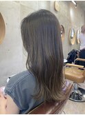 グレージュ/ハイライト/レイヤーカット/韓国/ツヤ感
