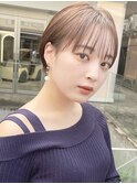 耳掛けシアーショート#切りっぱなしボブ#美髪#ピンクブラウン