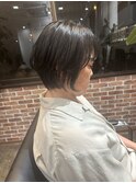 マッシュショート/アッシュカラー/ツヤ髪スタイル/黒髪スタイル