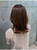 ★くびレイヤーエモージュインナーグレージュ前髪ピンクベージュ