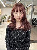 ピンクブラウン ブリーチなしのダブルカラー