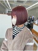 レッドピンク☆前下がりボブ