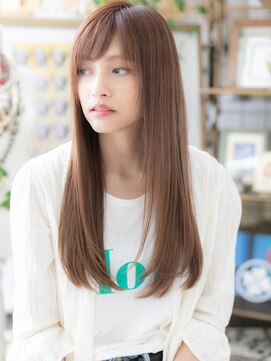 カバーヘア ブリス 大宮西口(COVER HAIR bliss) 外国人風オレンジカラー斜めバング小顔ロングh3大宮20代30代40代