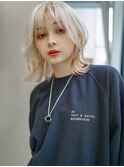 【GEEKS渋谷】ブロンドウルフ/ホワイトブリーチ伸ばしかけロング