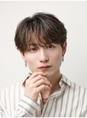 韓国ヘアニュアンスコンマバングセンターパートフェザーパーマ