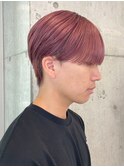渋谷メンズブリーチカラーピンクベージュセンターパート